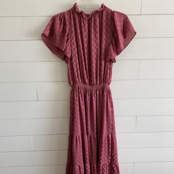 Z MAX STUDIO Shiny Dot Jacquard Flutter Sleeve Dress - Picture 3 of 5